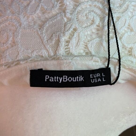 PattyBoutik Lace Overlay Ivory Dress L *NWT* - Picture 9 of 16